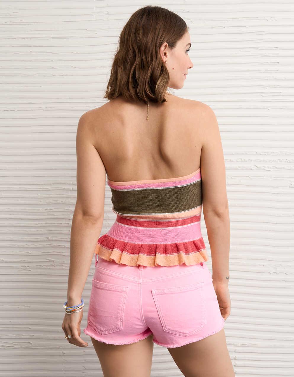 AE Cropped Peplum Sweater Tube Top