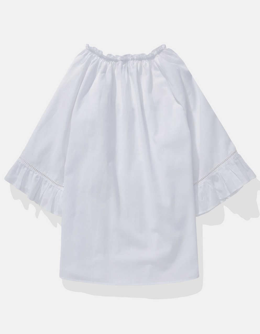 AE Linen-Blend Ruffle Blouse