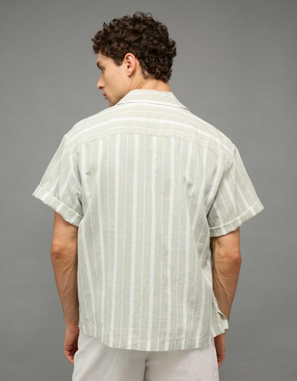AE Relaxed Fit Linen-Blend Camp Collar Shirt