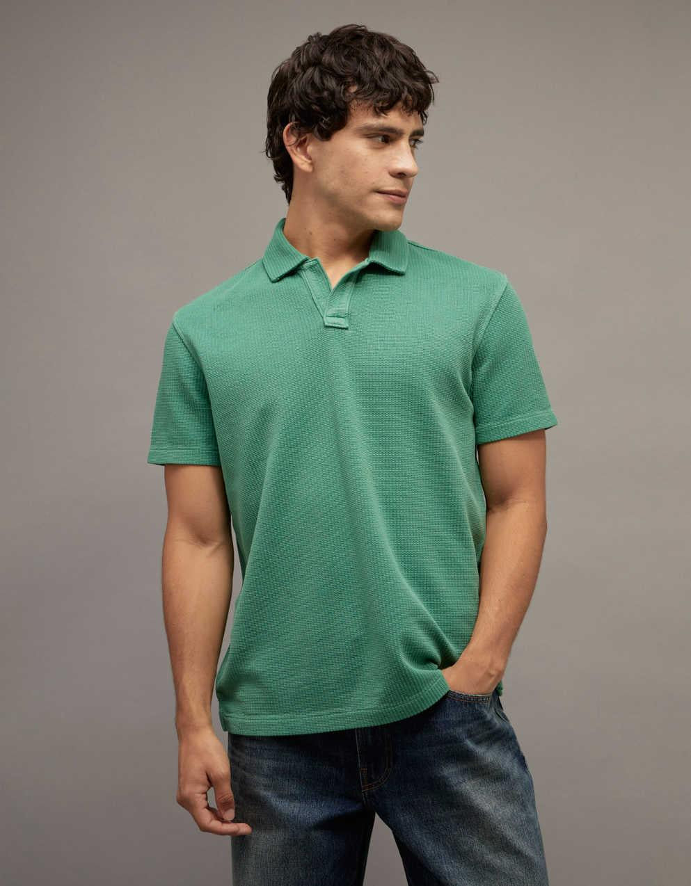 AE Standard Fit Johnny Collar Knit Polo Shirt