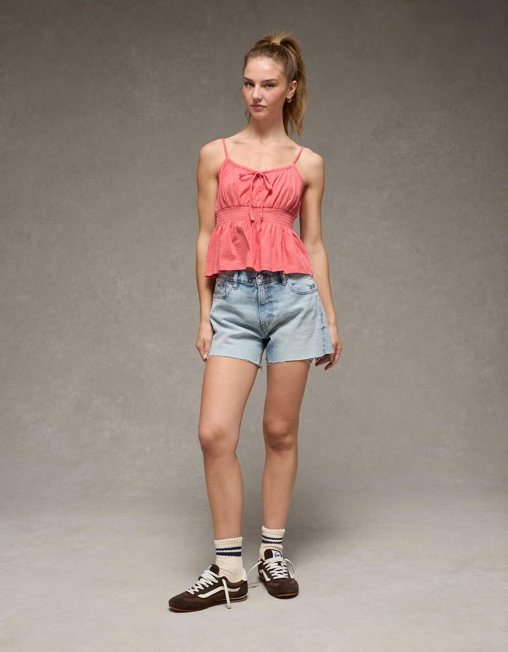 AE Sunchaser Tie-Front Smocked Cami