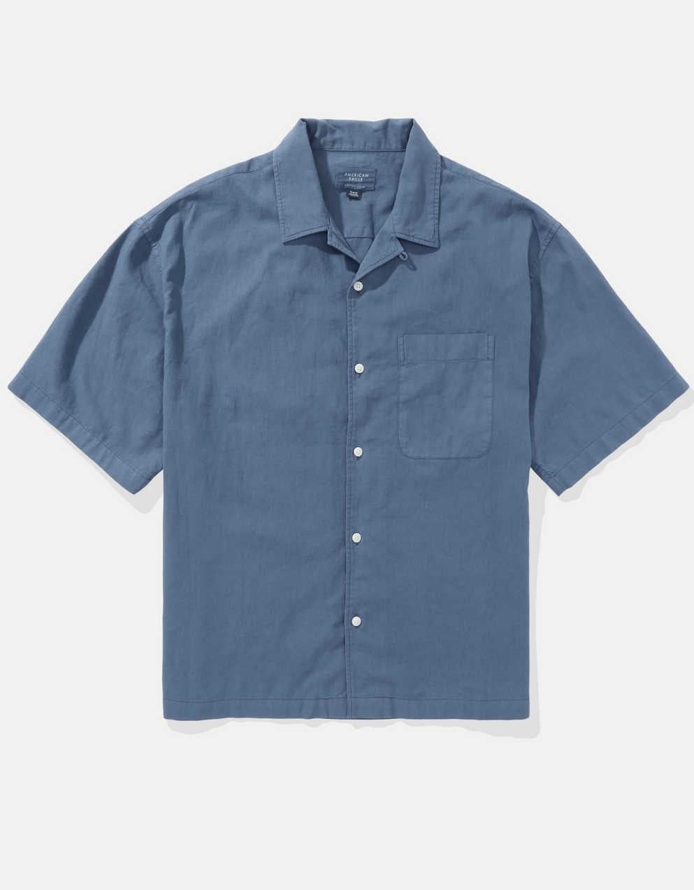 AE Poolside Linen-Blend Button-Up Shirt
