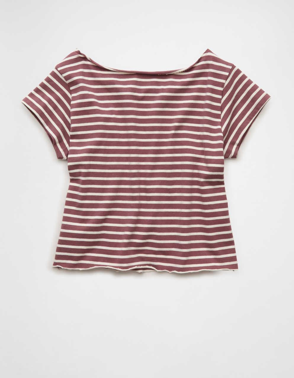 AE Off-the-Shoulder Striped T-Shirt