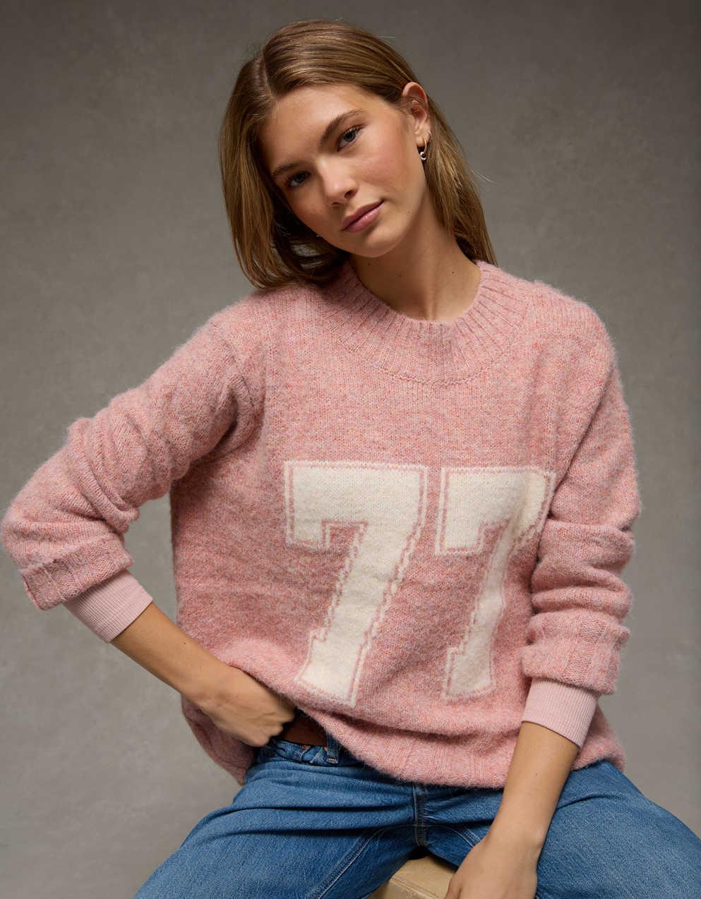 AE Oversized Faux Mohair Wide Cuff Sweater