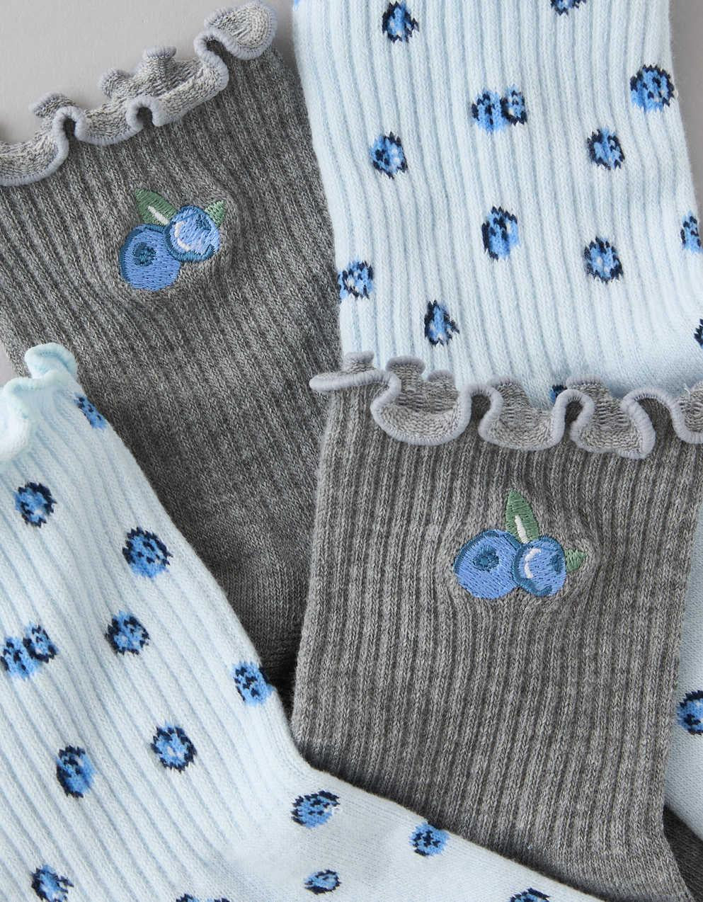 AE Fruit Ruffled Cropped Crew Socks 2-Pack