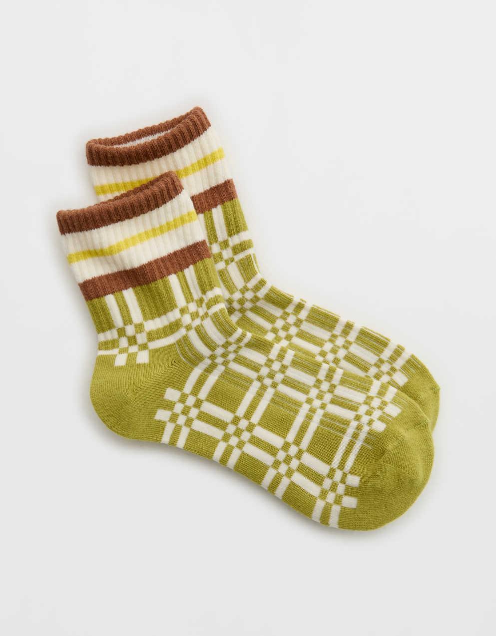 Aerie Ribbed Cotton Quarter Socks