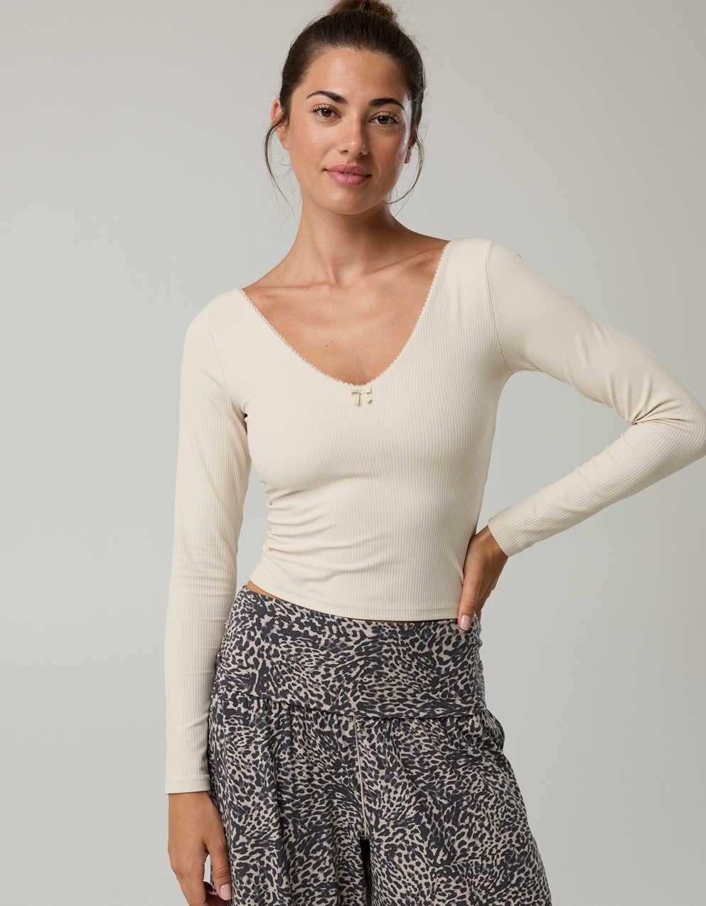 OFFLINE By Aerie Real Me XTRA Rib Open V-Neck T-Shirt