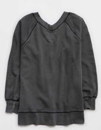 Aerie Downtime Textured V-Neck Sweatshirt