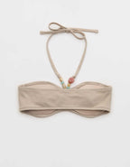 Aerie Pique Ruched Bandeau Bikini Top
