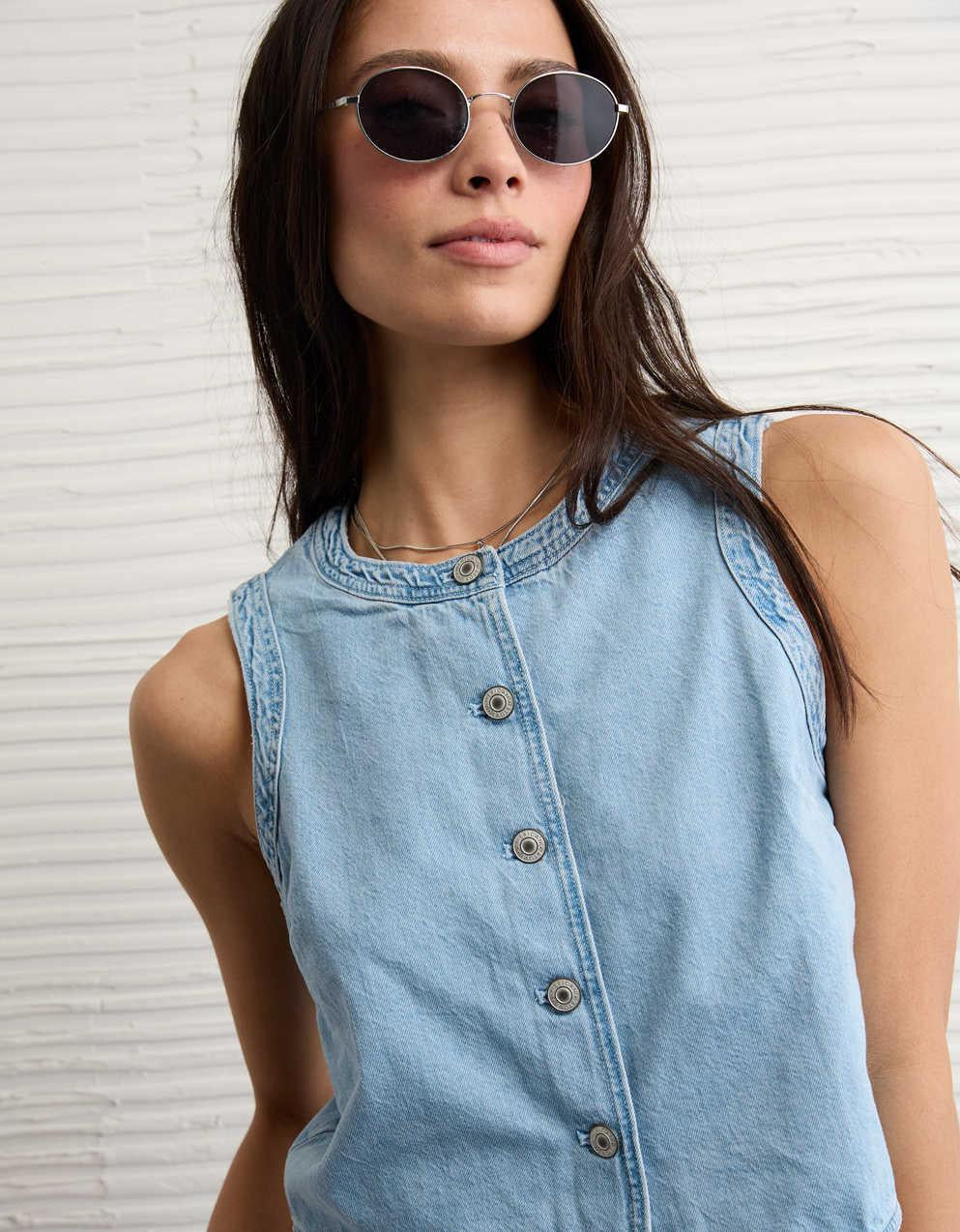 AE High-Neck Denim Vest