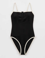 Aerie Shine Henley One Piece Swimsuit