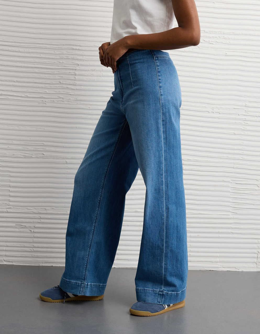 AE Dreamy Drapey Stretch Super High-Waisted Baggy Wide-Leg Jean