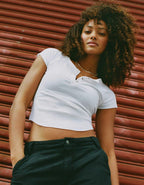 AE Cropped Henley Hey Baby Tee