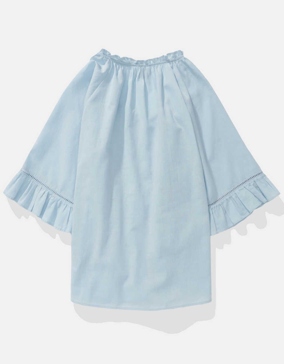 AE Linen-Blend Ruffle Blouse