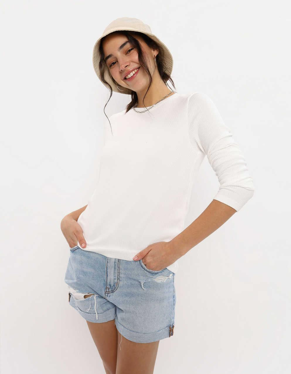 AE Long-Sleeve Waffle Plush Crew Neck Tee