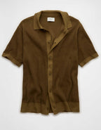 AE Striped Button-Up Sweater Polo