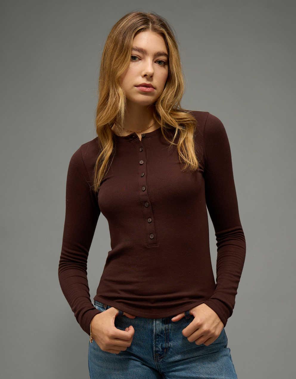 AE Long Sleeve Henley T-Shirt