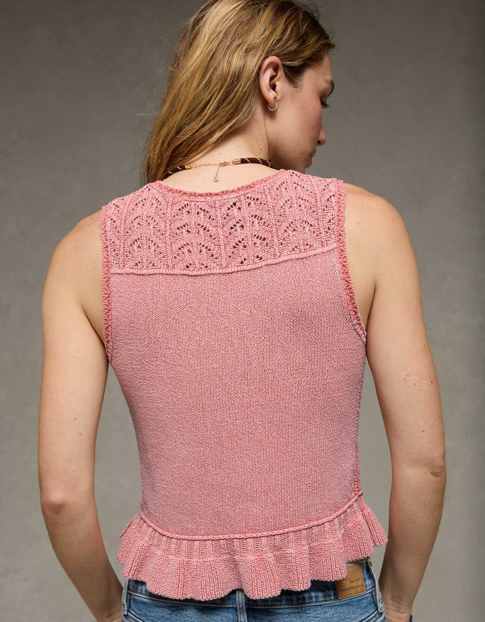 AE Ruffle Hem V-Neck Sweater Tank