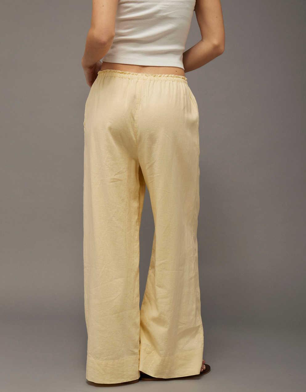 AE Linen-Blend Wide-Leg Pant
