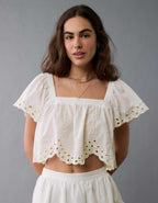 AE Tie Back Eyelet Crop Top