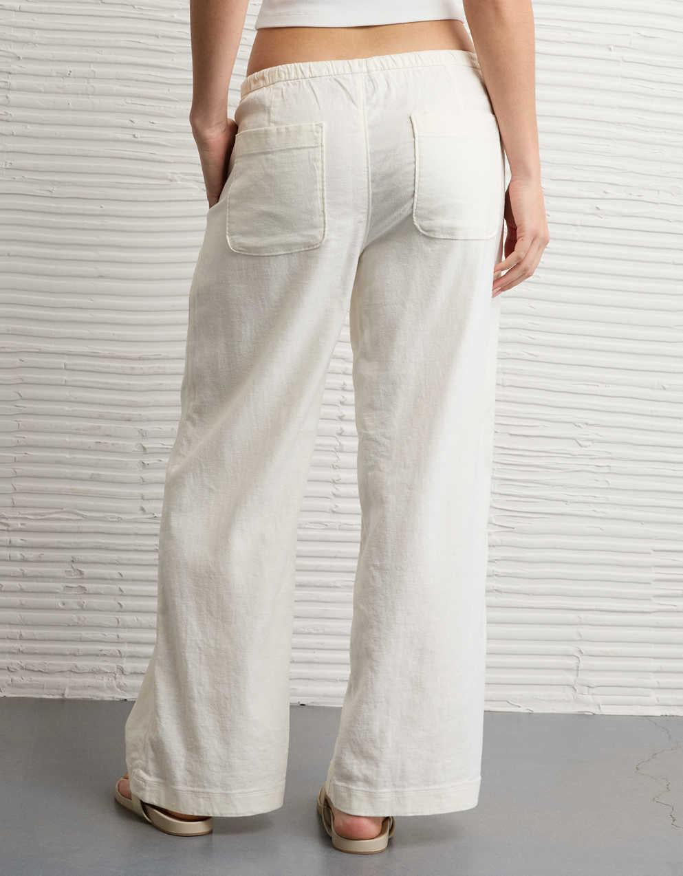 AE Low-Rise Linen-Blend Pull-On Pant