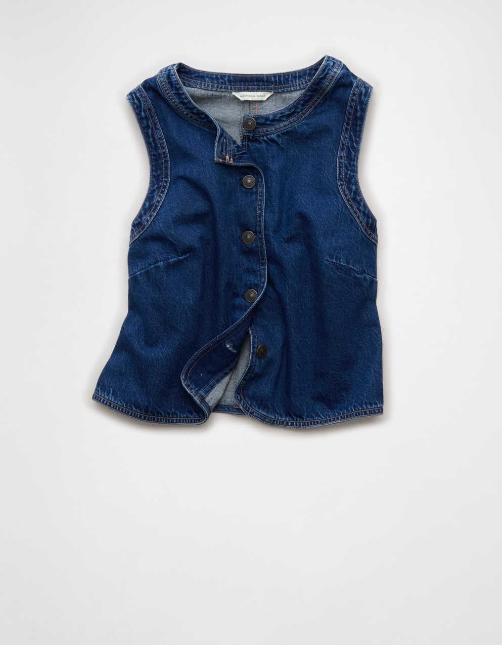 AE High-Neck Denim Vest