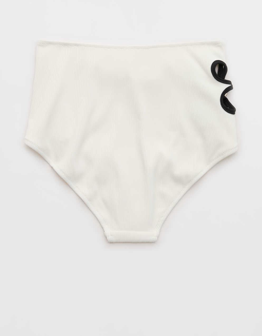 Aerie Daisy High Rise Full Coverage Ribbed Bikini Bottom
