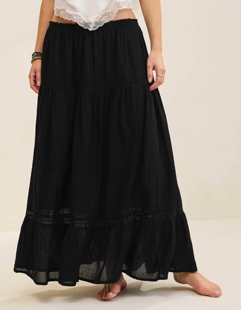 Aerie Lace Trim Maxi Skirt