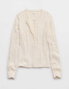 Aerie Cotton Cable Henley Sweater