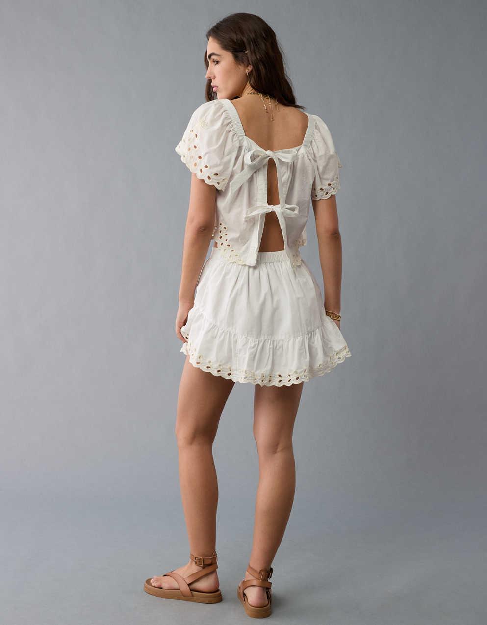 AE Tie Back Eyelet Crop Top