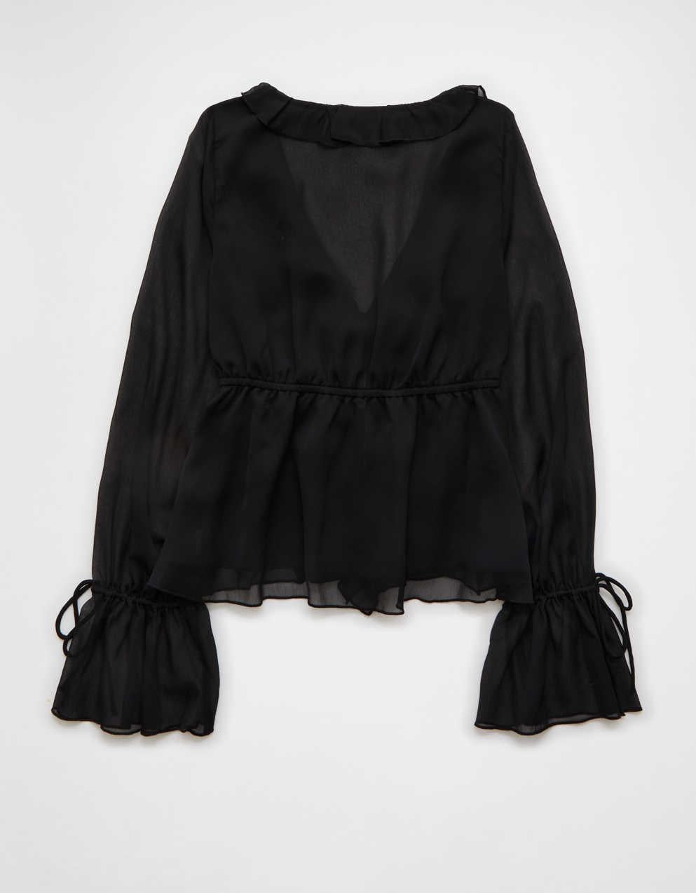 AE Chiffon Tie-Front Blouse