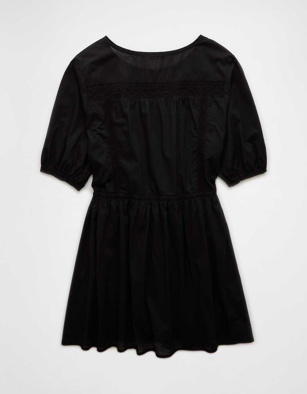 AE Button Front Tie Waist Mini Dress