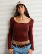 AE Long Sleeve Square Neck T-Shirt