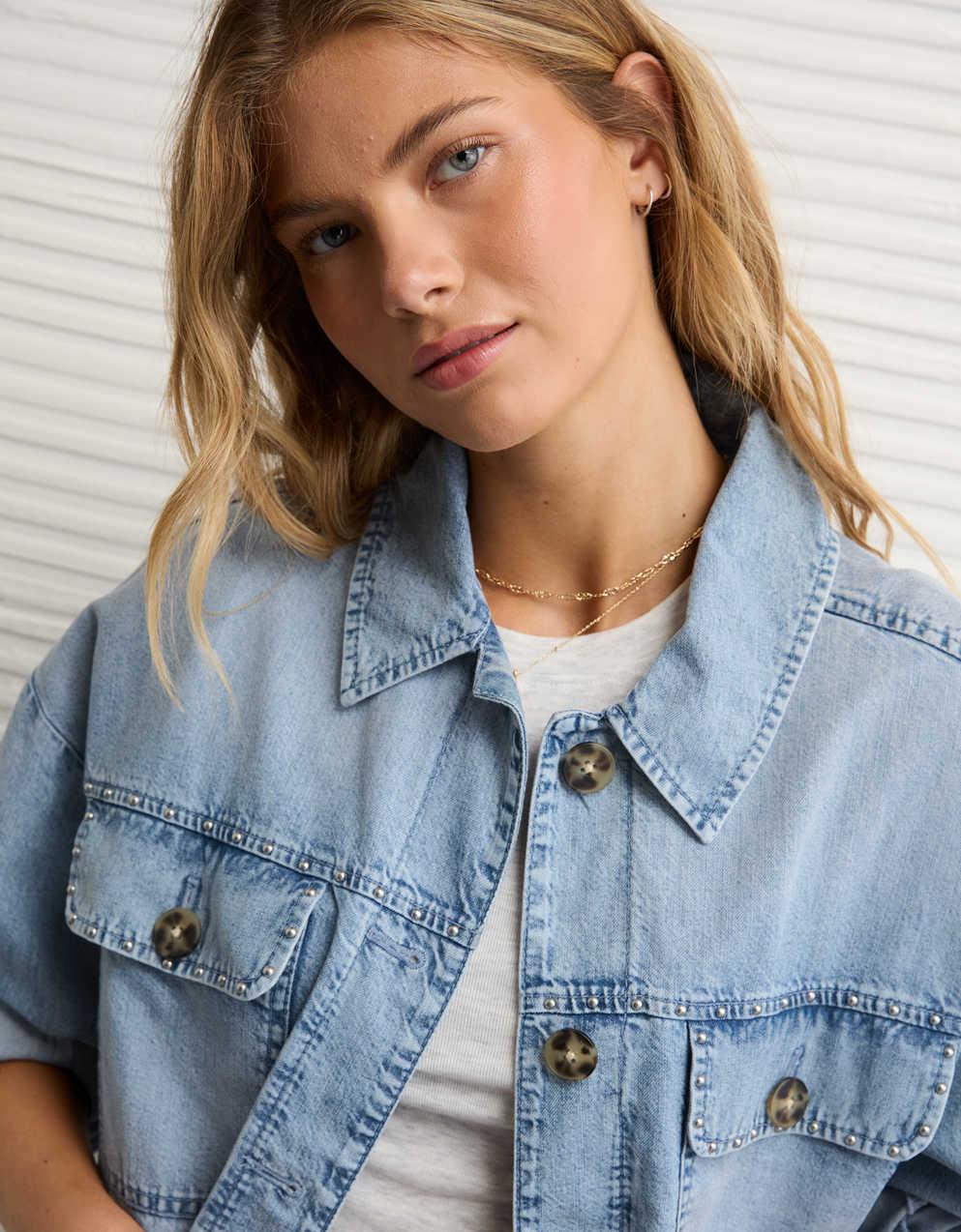 AE Studded Denim Shacket