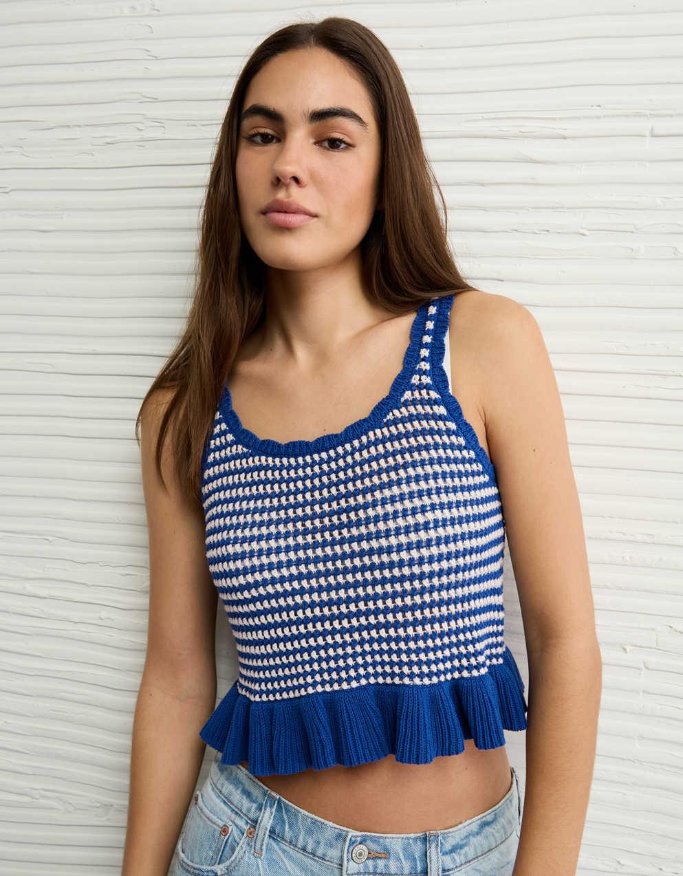 AE Crochet Peplum Tank Top