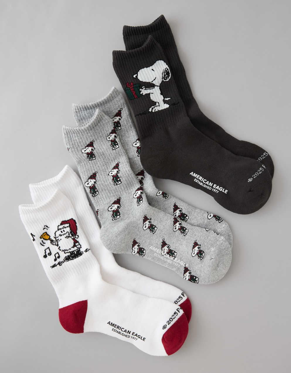 AE Snoopy Crew Socks 3-Pack