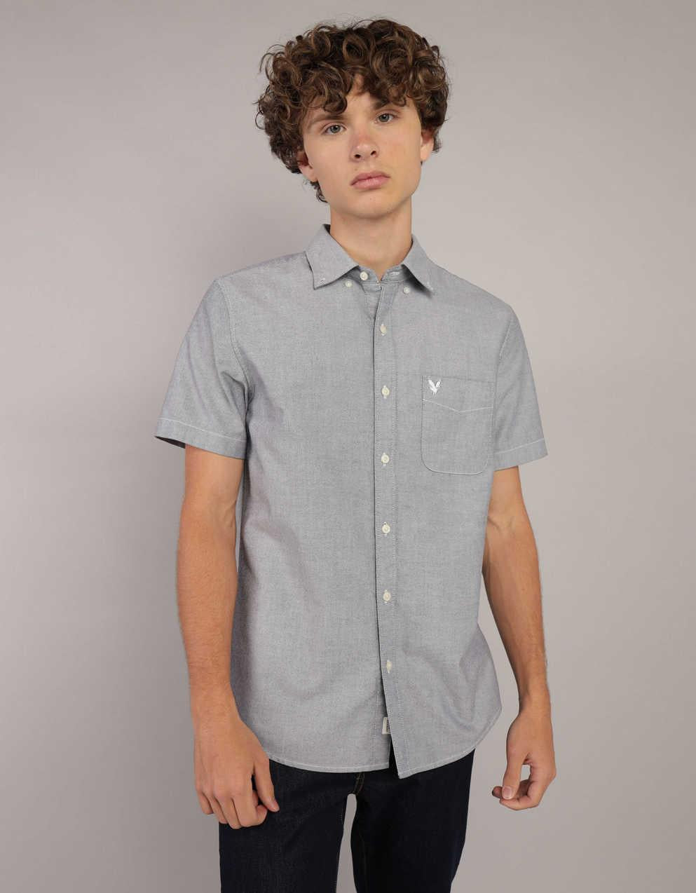 AE Short-Sleeve Slim Fit Button-Up Shirt