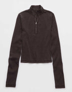 Aerie Long Sleeve Quarter Zip T-Shirt