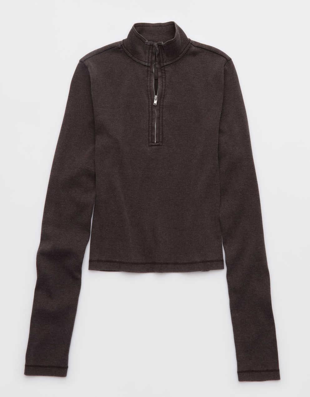 Aerie Long Sleeve Quarter Zip T-Shirt
