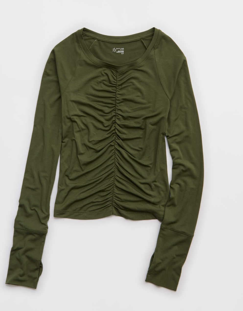 OFFLINE By Aerie Thumbs Up Ruched Long Sleeve T-Shirt