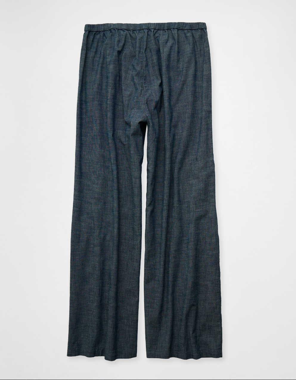 AE Stretch High-Waisted Embroidered Wide-Leg Pant