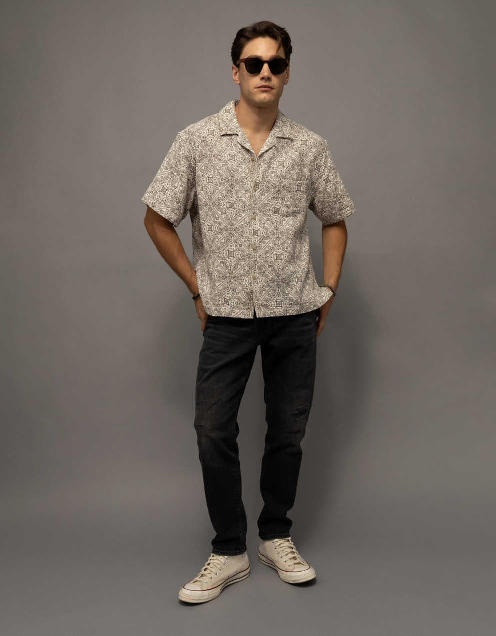 AE Relaxed Fit Short-Sleeve Camp Collar Shirt