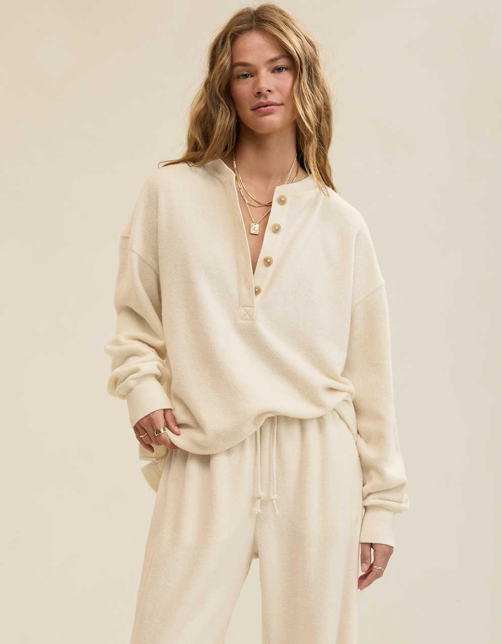 Aerie Sherpa Henley Sweatshirt