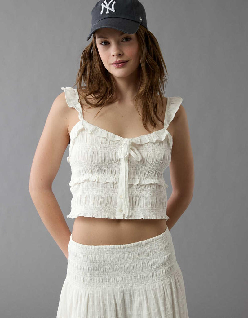 AE Smocked Ruffle Tank Top
