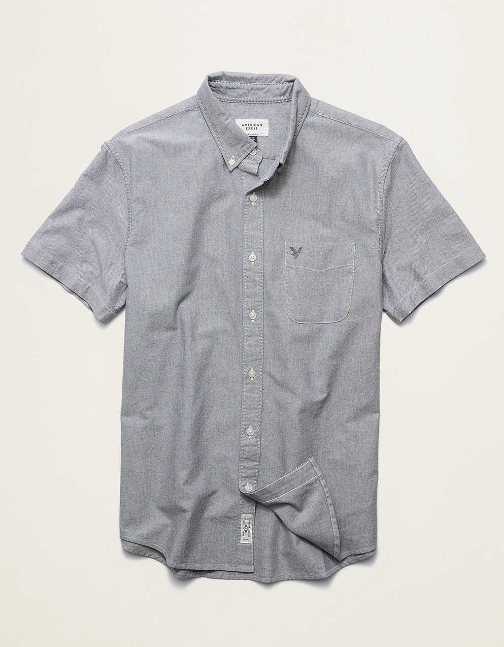 AE Short-Sleeve Slim Fit Button-Up Shirt