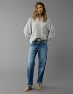 AE Big Hug Notch Neck Waffle Sweatshirt