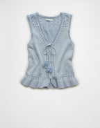 AE Ruffle Hem V-Neck Sweater Tank