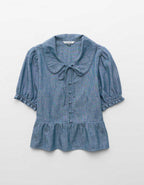 AE Chambray Puff Sleeve Top