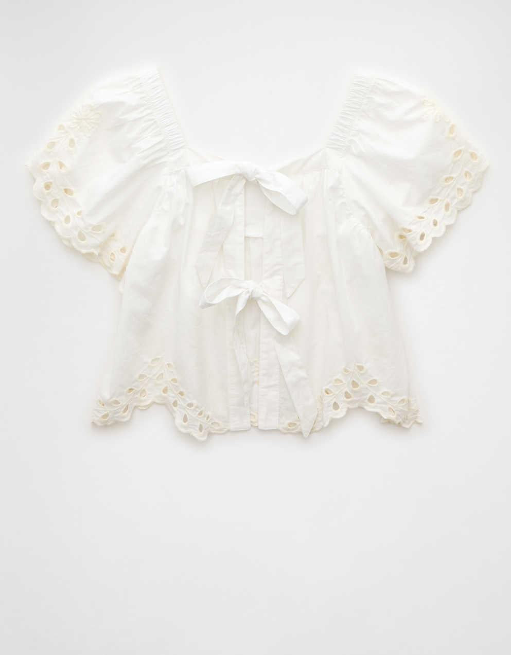 AE Tie Back Eyelet Crop Top