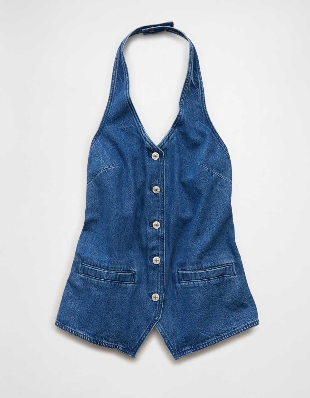 AE Loose Denim Halter Vest